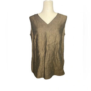 Neutral 100% Linen Popover Tank Lagenlook 10